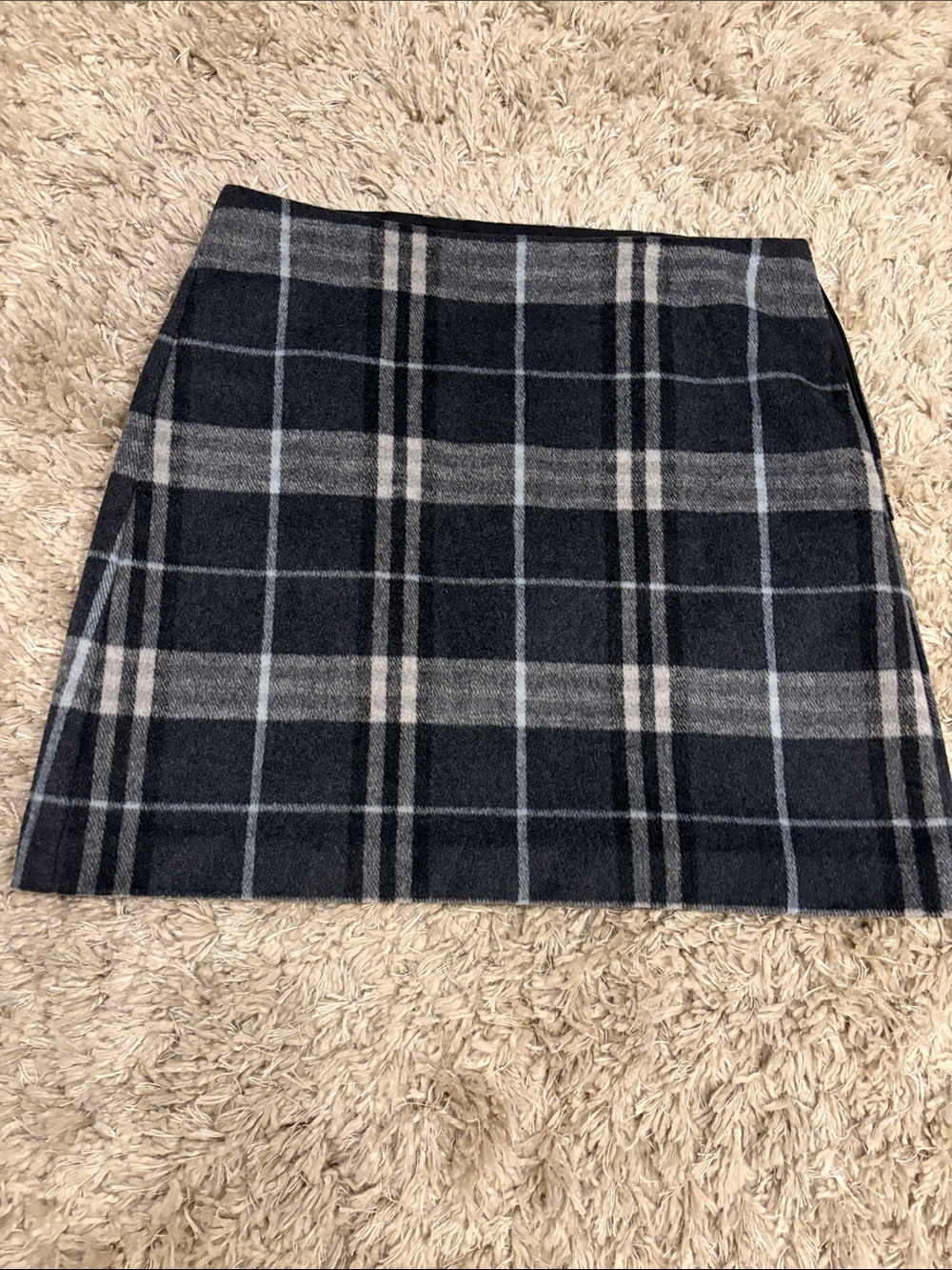 LOFT Black and Gray Plaid A-Line Mini Skirt
